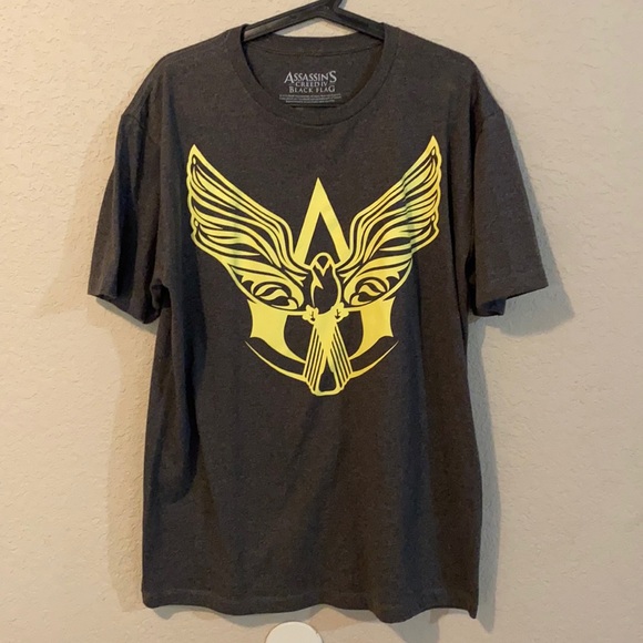 Assassins Creed IV Black Flag T-Shirt Size Large Gray/yellow - Picture 1 of 4